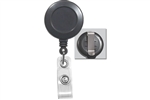 Gray Badge Reel with Clear Vinyl Strap & Belt Clip (QTY 100)
