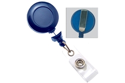 Royal Blue No-Twist Badge Reel with Clear Vinyl Strap & Belt Clip (QTY 100)