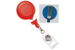 Red No-Twist Badge Reel with Clear Vinyl Strap & Belt Clip (QTY 100)