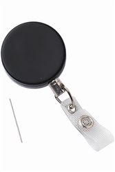 Black /Chrome Heavy-Duty badge Reel with Metal Wire Reinforced Vinyl Strap & Belt Clip (QTY 100)