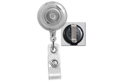 Translucent Clear Badge Reel with Quick Lock And Release Button , Reinforced Vinyl Strap & Slide Type Belt Clip (QTY 100)