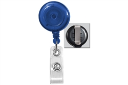 Translucent Blue Badge Reel with Quick Lock And Release Button , Reinforced Vinyl Strap & Slide Type Belt Clip (QTY 100)