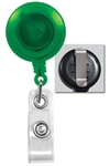 Translucent Green Badge Reel with Quick Lock And Release Button , Reinforced Vinyl Strap & Slide Type Belt Clip (QTY 100)