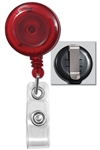Translucent Red Badge Reel with Quick Lock And Release Button , Reinforced Vinyl Strap & Slide Type Belt Clip (QTY 100)