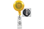 Translucent Yellow Badge Reel with Quick Lock And Release Button , Reinforced Vinyl Strap & Slide Type Belt Clip (QTY 100)