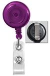 Translucent Purple Badge Reel with Quick Lock And Release Button , Reinforced Vinyl Strap & Slide Type Belt Clip (QTY 100)