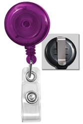 Translucent Purple Badge Reel with Quick Lock And Release Button , Reinforced Vinyl Strap & Slide Type Belt Clip (QTY 100)