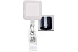 White Badge Reel with Reinforced Vinyl Strap & Belt Clip (QTY 100)