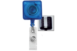 Blue Badge Reel with Clear Vinyl Strap & Belt Clip (QTY 100)