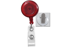 Translucent Red Badge Reel with Clear Vinyl Strap & Spring Clip (QTY 100)