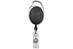 Black Carabiner Badge Reel with Clear Vinyl Strap (QTY 100)