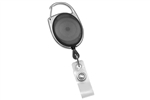 Translucent Black Carabiner Badge Reel with Clear Vinyl Strap (QTY 100)