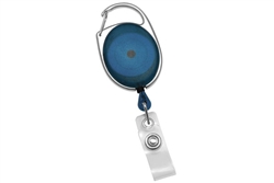 Translucent Blue Carabiner Badge Reel with Clear Vinyl Strap (QTY 100)