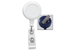 White Badge Reel with Clear Vinyl Strap & Swivel Spring Clip (QTY 100)