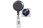 Gray Badge Reel with Clear Vinyl Strap & Swivel Spring Clip (QTY 100)