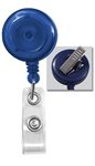 Translucent Blue Badge Reel with Clear Vinyl Strap & Swivel Spring Clip (QTY 100)