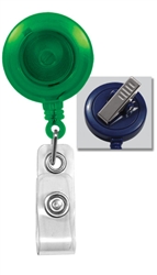 Translucent Green Badge Reel with Clear Vinyl Strap & Swivel Spring Clip (QTY 100)