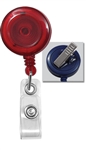 Translucent Red Badge Reel W/ Clear Vinyl Strap & Swivel Spring Clip (QTY 100)