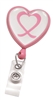 Pink Badge Reel with Domed Awareness Label, Clear Vinyl Strap & Swivel Spring Clip   (QTY 100)