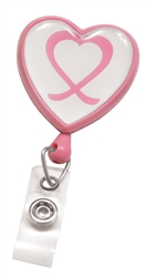 Pink Badge Reel with Domed Awareness Label, Clear Vinyl Strap & Swivel Spring Clip   (QTY 100)