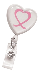 White Badge Reel W/ Domed Awareness Label, Clear Vinyl Strap & Swivel Spring Clip (QTY 100)