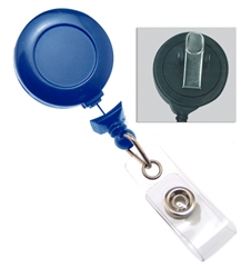 Navy Blue Badge Reel with Clear Vinyl Strap & Swivel Spring Clip  (QTY 100)