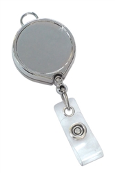 Chrome Metallic  Badge Reel with Clear Vinyl Strap & Belt Clip (QTY 100)