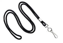 Black Round 1/8" Standard Lanyard W/ Nickel Plated Steel Swivel Hook (100 Quantity)