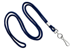 Navy Blue Round 1/8" Standard Lanyard W/ Nickel Plated Steel Swivel Hook (100 Quantity)