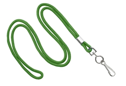 Green Round 1/8" Standard Lanyard W/ Nickel Plated Steel Swivel Hook (100 Quantity)