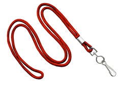 Red Round 1/8" Standard Lanyard W/ Nickel Plated Steel Swivel Hook (100 Quantity)