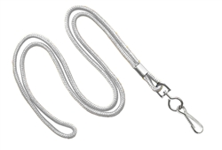 White Round 1/8" Standard Lanyard W/ Nickel Plated Steel Swivel Hook (100 Quantity)