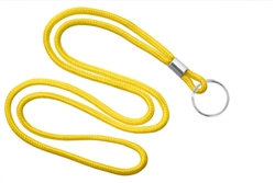 Yellow Round 1/8" (3 mm) Lanyard W/ Nickel Plated Steel Split Ring (QTY 100)