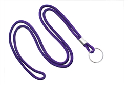 Purple Round 1/8" (3 mm) Lanyard W/ Nickel Plated Steel Split Ring (QTY 100)