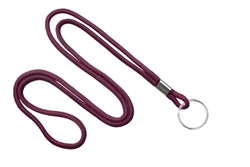 Maroon Round 1/8" (3 mm) Lanyard W/ Nickel Plated Steel Split Ring (QTY 100)