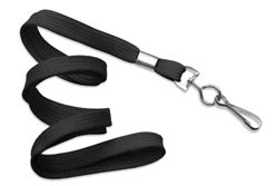 Black 3/8" (10 mm) Flat Braid Woven Lanyard W/ Nickel-plated Steel Swivel Hook (QTY 100)