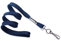 Navy Blue 3/8" (10 mm) Flat Braid Woven Lanyard W/ Nickel-plated Steel Swivel Hook (QTY 100)