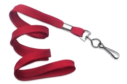 Red 3/8" (10 mm) Flat Braid Woven Lanyard W/ Nickel-plated Steel Swivel Hook (QTY 100)