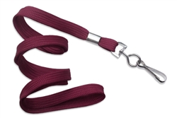 Maroon 3/8" (10 mm) Flat Braid Woven Lanyard W/ Nickel-plated Steel Swivel Hook (QTY 100)