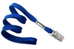 Royal Blue 3/8" (10 mm) Flat Braid Woven Lanyard W/ Nickel-plated Steel Bulldog Clip (QTY 100)