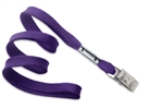 Purple 3/8" (10 mm) Flat Braid Woven Lanyard W/ Nickel-plated Steel Bulldog Clip (QTY 100)