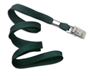 Forest Green 3/8" (10 mm) Flat Braid Woven Lanyard W/ Nickel-plated Steel Bulldog Clip (QTY 100)