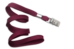 Maroon 3/8" (10 mm) Flat Braid Woven Lanyard W/ Nickel-plated Steel Bulldog Clip (QTY 100)