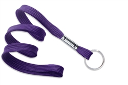 Purple 3/8" (10 mm) Flat Braid Woven Lanyard W/ Nickel-plated Steel Split Ring (QTY 100)