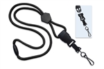 Black 1/4" (6 mm) Round Lanyard W/ Breakaway, Diamond Slider & Detach Swivel Hook (QTY 100)