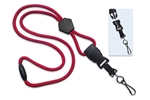 Red 1/4" (6 mm) Round Lanyard W/ Breakaway, Diamond Slider & Detach Swivel Hook (QTY 100)