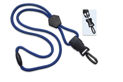 Royal Blue 1/4" (6 mm) Round Lanyard W/ Breakaway, Diamond Slider & Detach Plastic Swivel Hook (QTY 100)