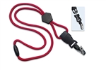 Red 1/4" (6 mm) Round Lanyard W/ Breakaway, Diamond Slider & Detach Bulldog Clip (QTY 100)