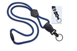 Royal Blue 1/4" (6 mm) Round Lanyard W/ Breakaway, Diamond Slider & Detach Split Ring (QTY 100)