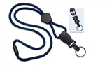 Navy Blue 1/4" (6 mm) Round Lanyard W/ Breakaway, Diamond Slider & Detach Split Ring (QTY 100)